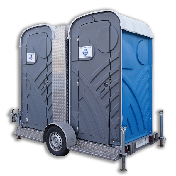 Twee mobiele toiletten op aanhanger huren